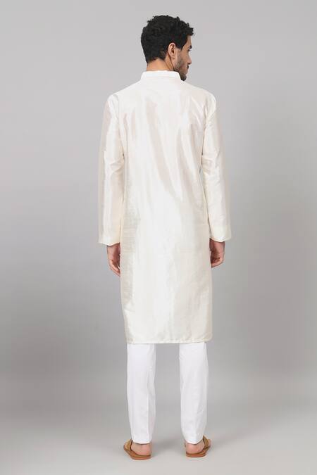 Shop Hilo Design Off White Silk Embroidery Rein Placket Kurta With Pant at Aza Fashions Shop_Hilo Design_Off White Silk Embroidery Rein Placket Kurta With Pant _at_Aza_Fashions