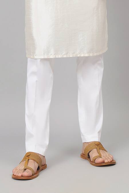 Shop Hilo Design Off White Silk Embroidery Rein Placket Kurta With Pant Online at Aza Fashions Shop_Hilo Design_Off White Silk Embroidery Rein Placket Kurta With Pant _Online_at_Aza_Fashions