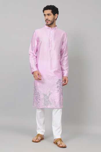 Buy Hilo Design Purple Silk, Cotton Embroidery Lila Orchid Kurta With Pant Online at Aza Fashions Buy_Hilo Design_Purple Silk, Cotton Embroidery Lila Orchid Kurta With Pant _Online_at_Aza_Fashions