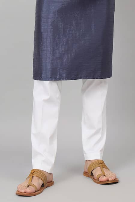 Hilo Design_Blue Silk, Cotton Embroidery Toucan Kurta Set For Kids_Online_at_Aza_Fashions