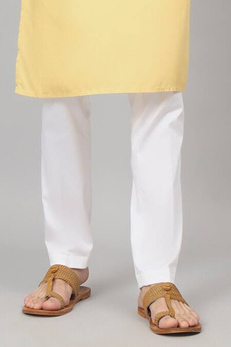 Hilo Design Yellow Gingham, Cotton Plain Kurta With Pant Online at Aza Fashions Hilo Design_Yellow Gingham, Cotton Plain Kurta With Pant_Online_at_Aza_Fashions
