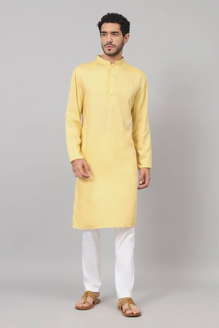 Buy Hilo Design Yellow Gingham, Cotton Plain Kurta With Pant Online at Aza Fashions Buy_Hilo Design_Yellow Gingham, Cotton Plain Kurta With Pant_Online_at_Aza_Fashions