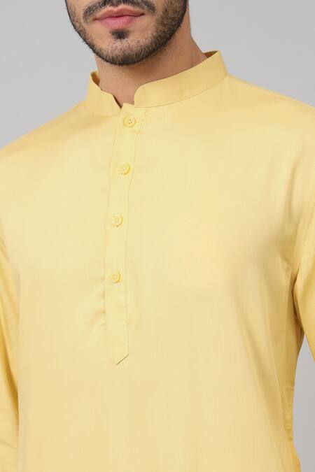 Buy Hilo Design Yellow Gingham, Cotton Plain Kurta With Pant Buy_Hilo Design_Yellow Gingham, Cotton Plain Kurta With Pant