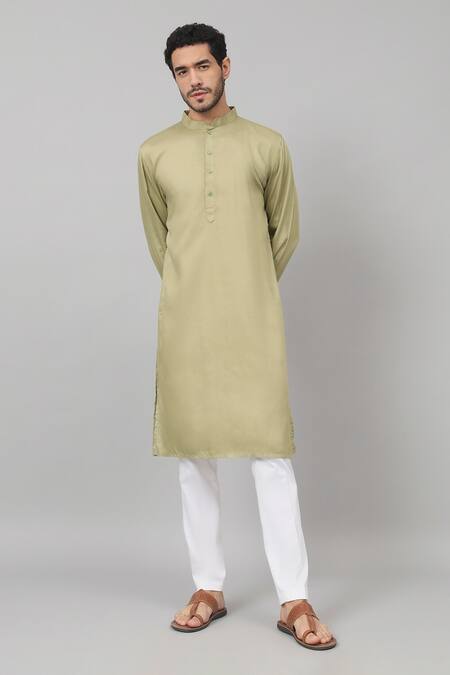 Shop Hilo Design Green Gingham, Cotton Straight Plain Kurta With Pant at Aza Fashions Shop_Hilo Design_Green Gingham, Cotton Straight Plain Kurta With Pant_at_Aza_Fashions