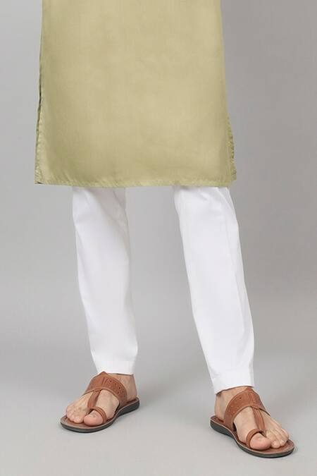 Hilo Design Green Gingham, Cotton Straight Plain Kurta With Pant Online at Aza Fashions Hilo Design_Green Gingham, Cotton Straight Plain Kurta With Pant_Online_at_Aza_Fashions