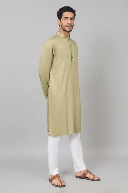 Shop Hilo Design Green Gingham, Cotton Straight Plain Kurta With Pant Online at Aza Fashions Shop_Hilo Design_Green Gingham, Cotton Straight Plain Kurta With Pant_Online_at_Aza_Fashions