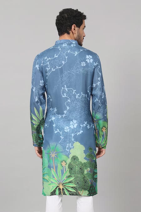 Hilo Design Russian Silk Tree Bark Print Kurta 