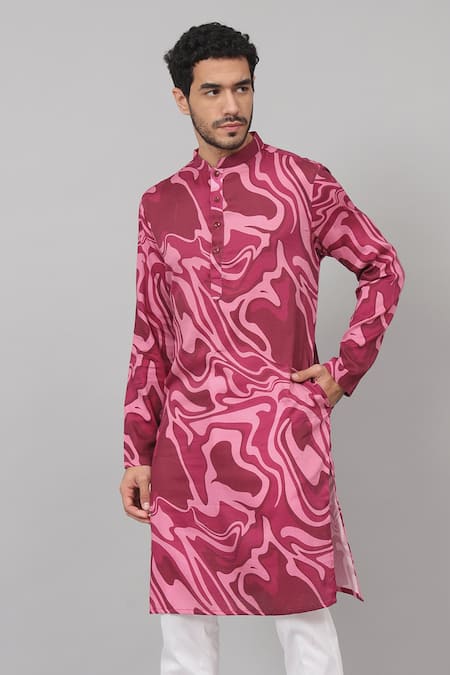 Buy Hilo Design Purple Gingham Marmore Abstract Marble Print Kurta Online at Aza Fashions Buy_Hilo Design_Purple Gingham Marmore Abstract Marble Print Kurta _Online_at_Aza_Fashions