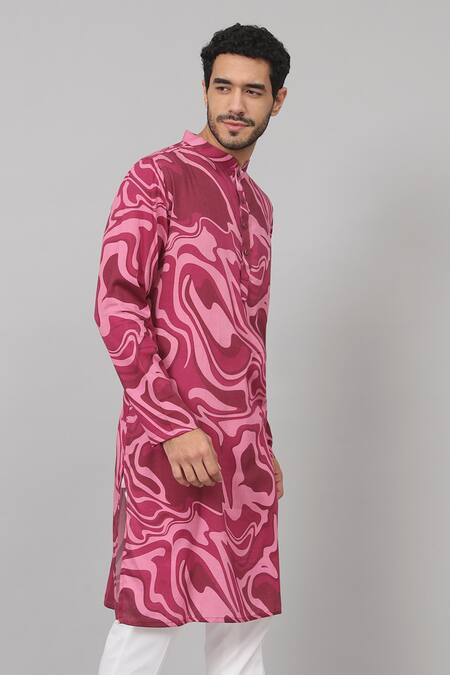 Shop Hilo Design Purple Gingham Marmore Abstract Marble Print Kurta Online at Aza Fashions Shop_Hilo Design_Purple Gingham Marmore Abstract Marble Print Kurta _Online_at_Aza_Fashions