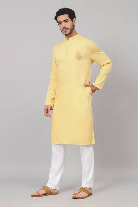 Buy Hilo Design Yellow Gingham, Cotton Embroidery Maize Kurta And Pant Set Online at Aza Fashions Buy_Hilo Design_Yellow Gingham, Cotton Embroidery Maize Kurta And Pant Set_Online_at_Aza_Fashions