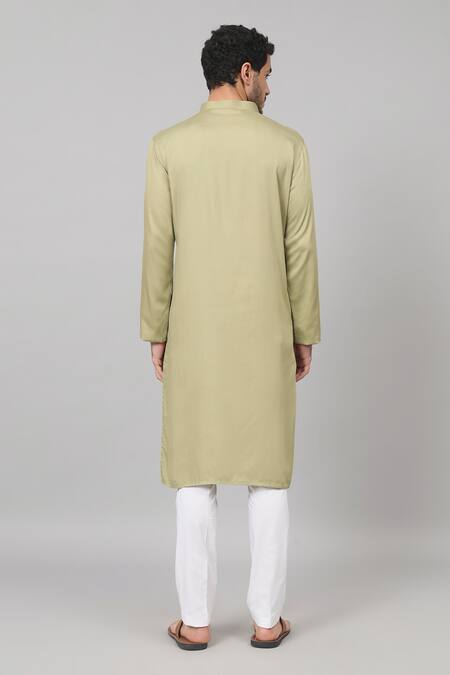 Shop Hilo Design Green Gingham, Cotton Embroidery Moss Patch Kurta And Pant Set at Aza Fashions Shop_Hilo Design_Green Gingham, Cotton Embroidery Moss Patch Kurta And Pant Set_at_Aza_Fashions