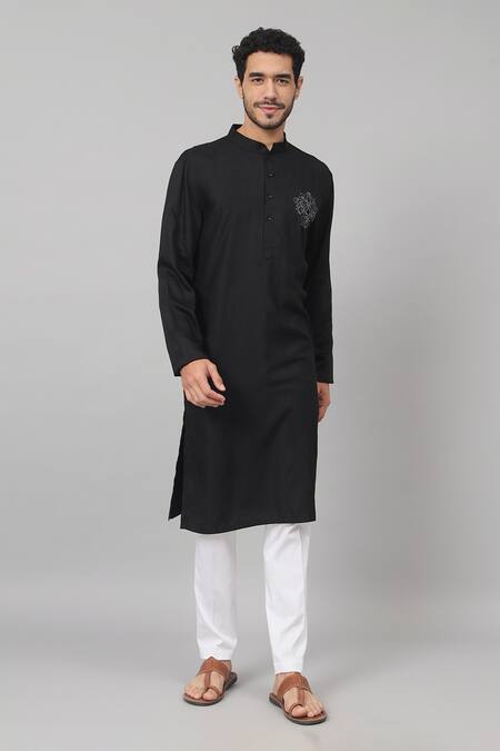 Buy Hilo Design Black Gingham, Cotton Embroidery Motif Straight Kurta And Pant Set Online at Aza Fashions Buy_Hilo Design_Black Gingham, Cotton Embroidery Motif Straight Kurta And Pant Set_Online_at_Aza_Fashions