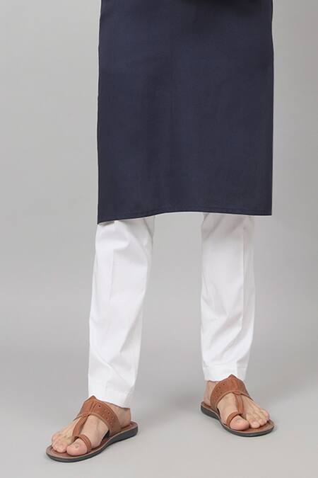 Hilo Design Blue Gingham, Cotton Embroidery Marinho Neckline Kurta And Pant Set Online at Aza Fashions Hilo Design_Blue Gingham, Cotton Embroidery Marinho Neckline Kurta And Pant Set_Online_at_Aza_Fashions