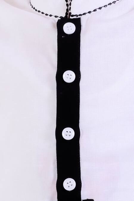 Buy Neha Gursahani Ivory Cotton Linen Embroidery Stitch Work Contrast Kurta With Pant Online at Aza Fashions Buy_Neha Gursahani_Ivory Cotton Linen Embroidery Stitch Work Contrast Kurta With Pant _Online_at_Aza_Fashions