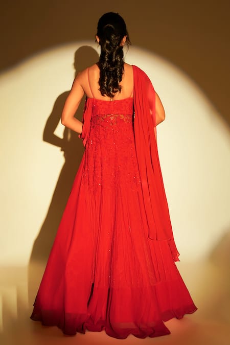Premya By Manishii Floral Sequin Embroidered Anarkali With Lehenga 