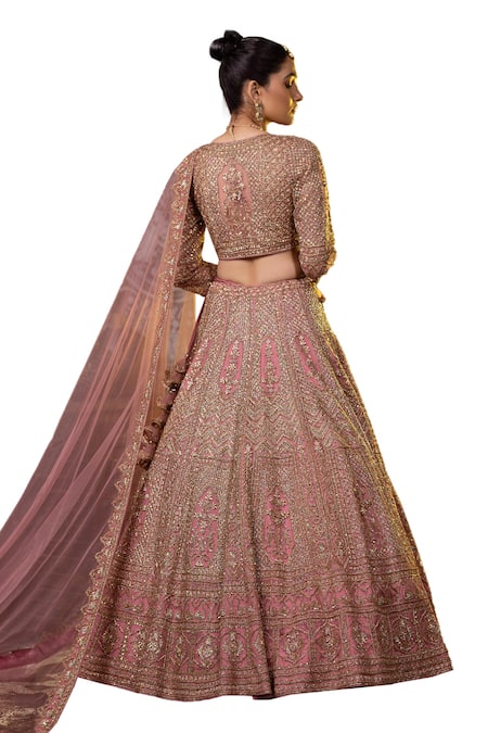 Raj Arora Pink Net Zari, Sequins, Embroidery Sweetheart Neck Bridal Lehenga Set at Aza Fashions Raj Arora_Pink Net Zari, Sequins, Embroidery Sweetheart Neck Bridal Lehenga Set _at_Aza_Fashions