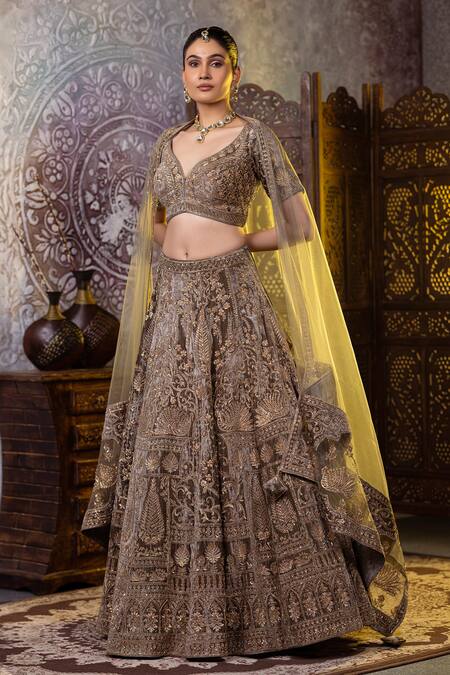 Buy Raj Arora Green Microfiber, Net Ruhana Zardosi And Cutdana Embroidered Bridal Lehenga Set Online at Aza Fashions Buy_Raj Arora_Green Microfiber, Net Ruhana Zardosi And Cutdana Embroidered Bridal Lehenga Set _Online_at_Aza_Fashions