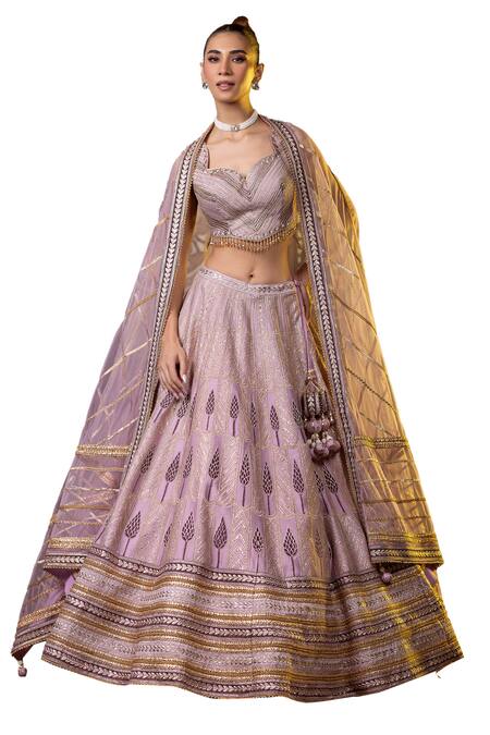 Buy Raj Arora Purple Silk Gota Patti, Zari, Embroidery, Sequins Sweetheart Blouse Lehenga Set Online at Aza Fashions Buy_Raj Arora_Purple Silk Gota Patti, Zari, Embroidery, Sequins Sweetheart Blouse Lehenga Set _Online_at_Aza_Fashions
