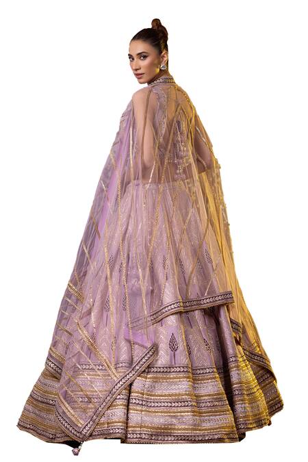 Buy Raj Arora Purple Silk Gota Patti, Zari, Embroidery, Sequins Sweetheart Blouse Lehenga Set Buy_Raj Arora_Purple Silk Gota Patti, Zari, Embroidery, Sequins Sweetheart Blouse Lehenga Set