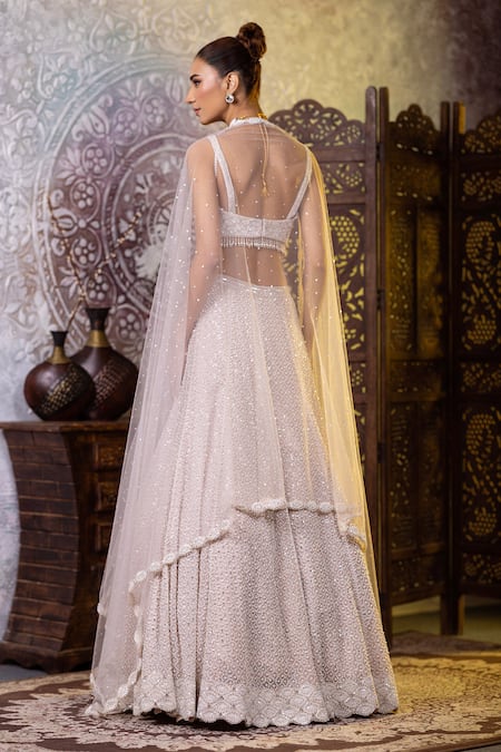 Raj Arora Pearls & Sequins Embroidered Bridal Lehenga Set 