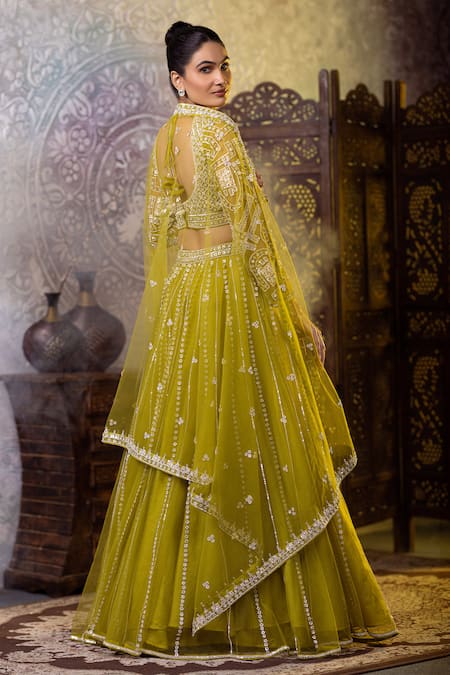 Raj Arora Sequins & Zarkan Embroidered Blouse Lehenga Set 
