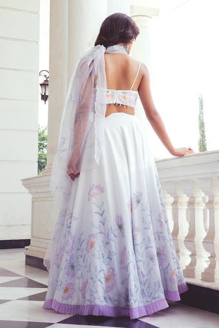 Khushboo Chugh Floral Vine Bead Embellished Lehenga Set 