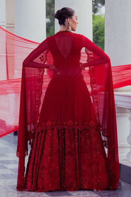 Khushboo Chugh Floral Bead Tassel Embellished Bridal Lehenga Set 