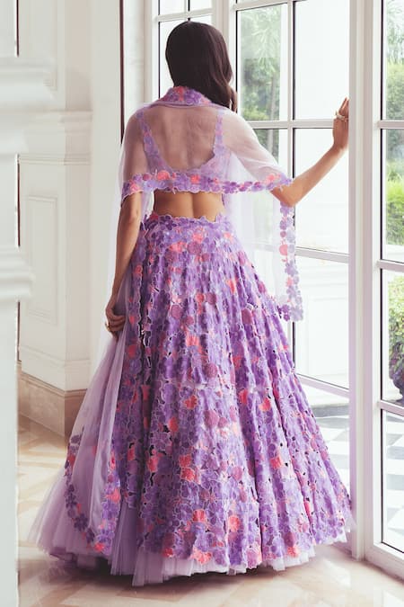 Khushboo Chugh Floral Cutwork Embellished Lehenga Set 