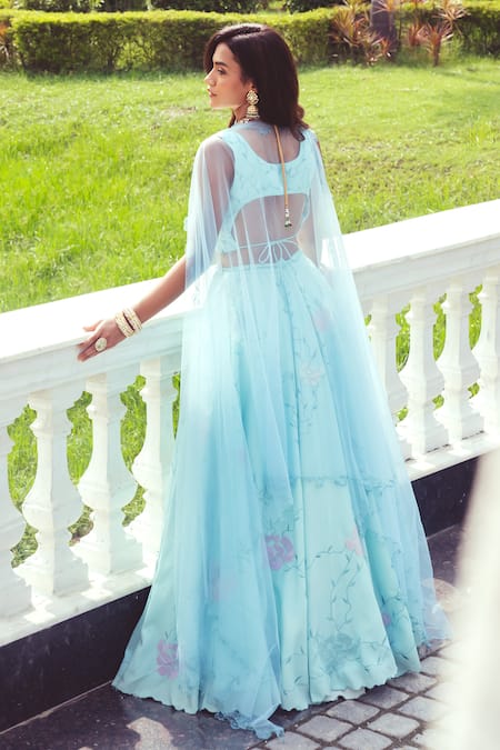 Khushboo Chugh Resham Floral Vine Embroidered Lehenga Set 