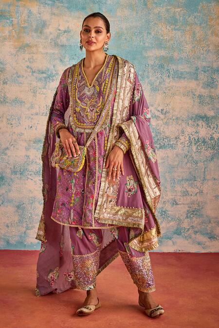 Priyanka Singh Purple Cotton Beads, Cut Work, Embroidery, Sequins Hamsa Kurta Salwar Set Online at Aza Fashions Priyanka Singh_Purple Cotton Beads, Cut Work, Embroidery, Sequins Hamsa Kurta Salwar Set _Online_at_Aza_Fashions