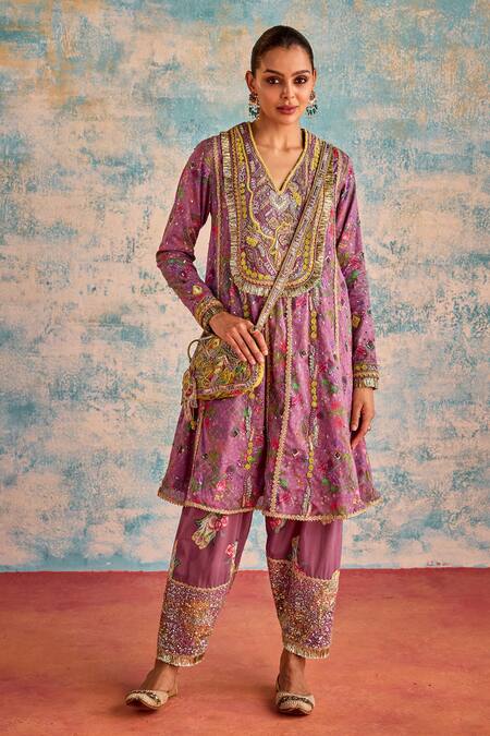 Shop Priyanka Singh Purple Cotton Beads, Cut Work, Embroidery, Sequins Hamsa Kurta Salwar Set Online at Aza Fashions Shop_Priyanka Singh_Purple Cotton Beads, Cut Work, Embroidery, Sequins Hamsa Kurta Salwar Set _Online_at_Aza_Fashions