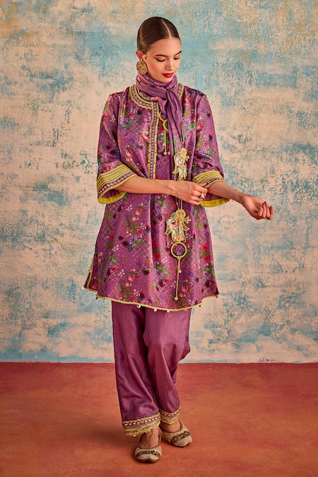 Priyanka Singh Floral Print A-Line Kurta Pant Set 