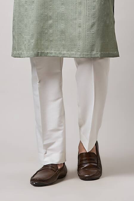 Buy_Sanjev Marwaaha_Green Cotton, Silk Embroidery Geometric Thread Bundi Set_Online_at_Aza_Fashions