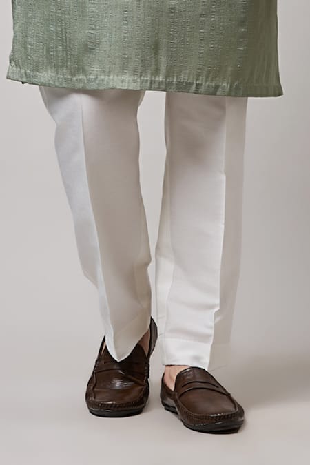 Buy_Sanjev Marwaaha_Green Cotton, Silk Embroidery Thread Bundi Kurta Set_Online_at_Aza_Fashions