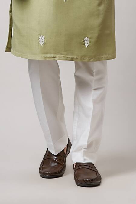 Sanjev Marwaaha Green Cotton, Silk Embroidery Thread Bundi Kurta Set Online at Aza Fashions Sanjev Marwaaha_Green Cotton, Silk Embroidery Thread Bundi Kurta Set_Online_at_Aza_Fashions