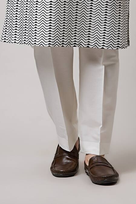 Sanjev Marwaaha_Black Cotton, Silk Beads Printed Embroidered Placket Kurta And Pant Set_Online_at_Aza_Fashions