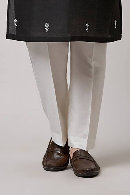 Sanjev Marwaaha Black Cotton, Silk Embroidery Kurta And Pant Set Online at Aza Fashions Sanjev Marwaaha_Black Cotton, Silk Embroidery Kurta And Pant Set_Online_at_Aza_Fashions