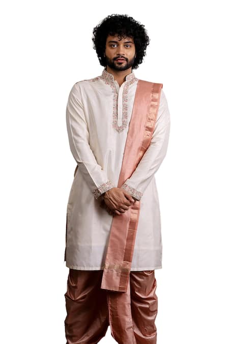 Buy Hilo Design Beige Silk Embroidery Regio Kanchipuram Kurta Set Online at Aza Fashions Buy_Hilo Design_Beige Silk Embroidery Regio Kanchipuram Kurta Set _Online_at_Aza_Fashions