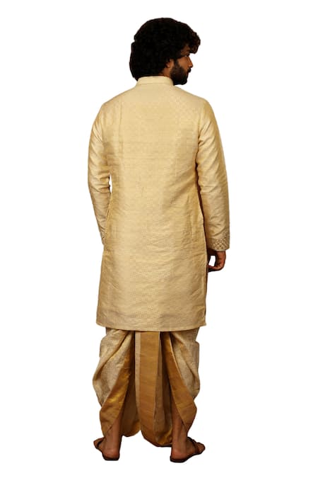 Buy Hilo Design Gold Silk Cut Work, Zari Opulencia Hand Embroidered Kurta Set Online at Aza Fashions Buy_Hilo Design_Gold Silk Cut Work, Zari Opulencia Hand Embroidered Kurta Set _Online_at_Aza_Fashions