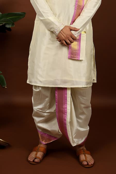 Buy Hilo Design Off White Silk Embroidery Rahn Pattu Kurta Set Online at Aza Fashions Buy_Hilo Design_Off White Silk Embroidery Rahn Pattu Kurta Set _Online_at_Aza_Fashions