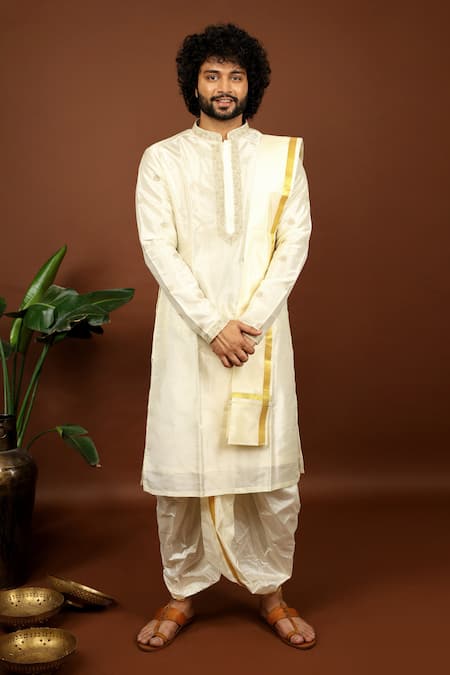 Hilo Design Lujo Embroidered Kurta Dhoti Pant Set 