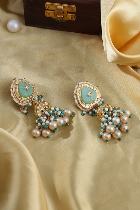 Dugran By Dugristyle Kundan & Pearl Embellished Jhumkas 