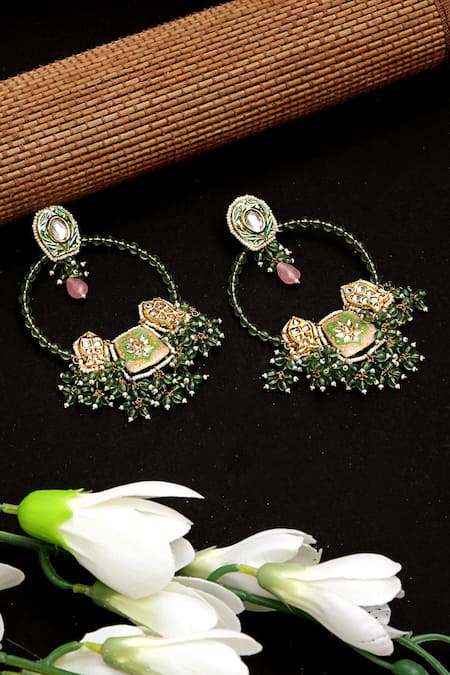 Dugran By Dugristyle Multi Color Pearls, Stones Kundan And Natural Hoops Online at Aza Fashions Dugran By Dugristyle_Multi Color Pearls, Stones Kundan And Natural Hoops _Online_at_Aza_Fashions