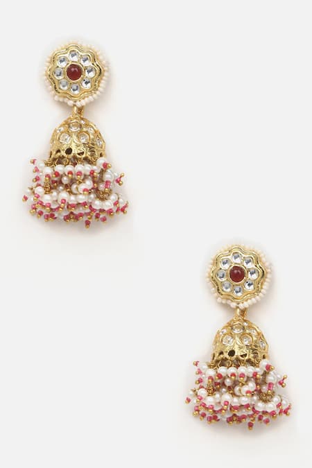 Buy_Dugran By Dugristyle_Multi Color Kundan And American Diamond Embellished Jhumkas _Online_at_Aza_Fashions