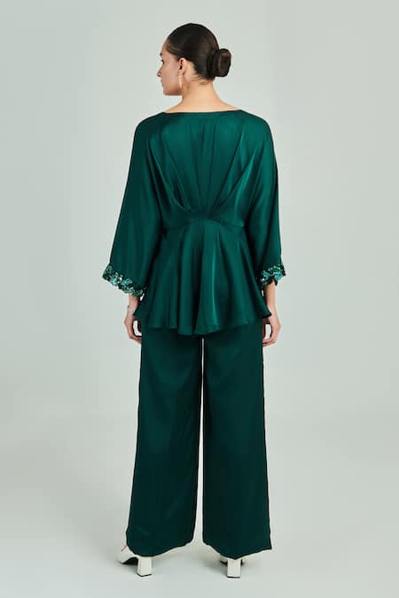 One Knot One By Ashna Placement Embroidered Top & Pant Set 