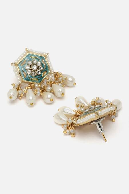 Dugran By Dugristyle White Pearls, Gota Patti, Stones Embellished Choker Necklace Set at Aza Fashions Dugran By Dugristyle_White Pearls, Gota Patti, Stones Embellished Choker Necklace Set _at_Aza_Fashions