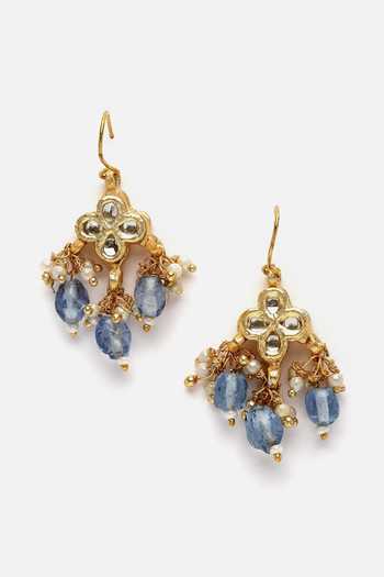 Shop_Dugran By Dugristyle_White Pearls, Lace, Stones Kundan Embellished Necklace Set _Online_at_Aza_Fashions