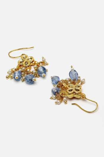 Dugran By Dugristyle_White Pearls, Lace, Stones Kundan Embellished Necklace Set _at_Aza_Fashions
