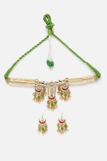 Buy Dugran By Dugristyle White Pearls, Diamonds, Stones Natural And Embellished Choker Necklace Set Online at Aza Fashions Buy_Dugran By Dugristyle_White Pearls, Diamonds, Stones Natural And Embellished Choker Necklace Set _Online_at_Aza_Fashions