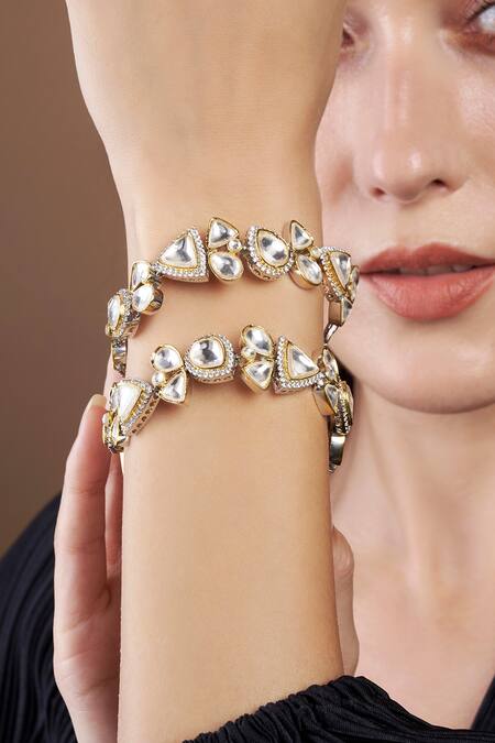 The Jewel Factor_Gold Plated Crystals Enchanting Embellished Bracelet - Single Pc_Online_at_Aza_Fashions